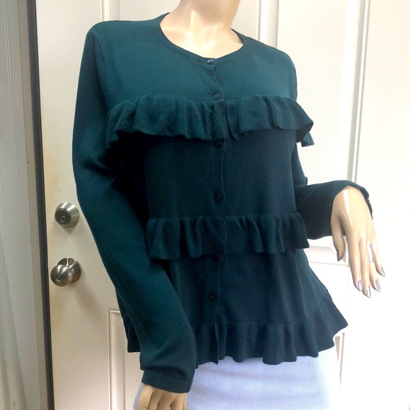 Ann Taylor Factory Sweaters - Ann Taylor Ruffle Cardigan XL